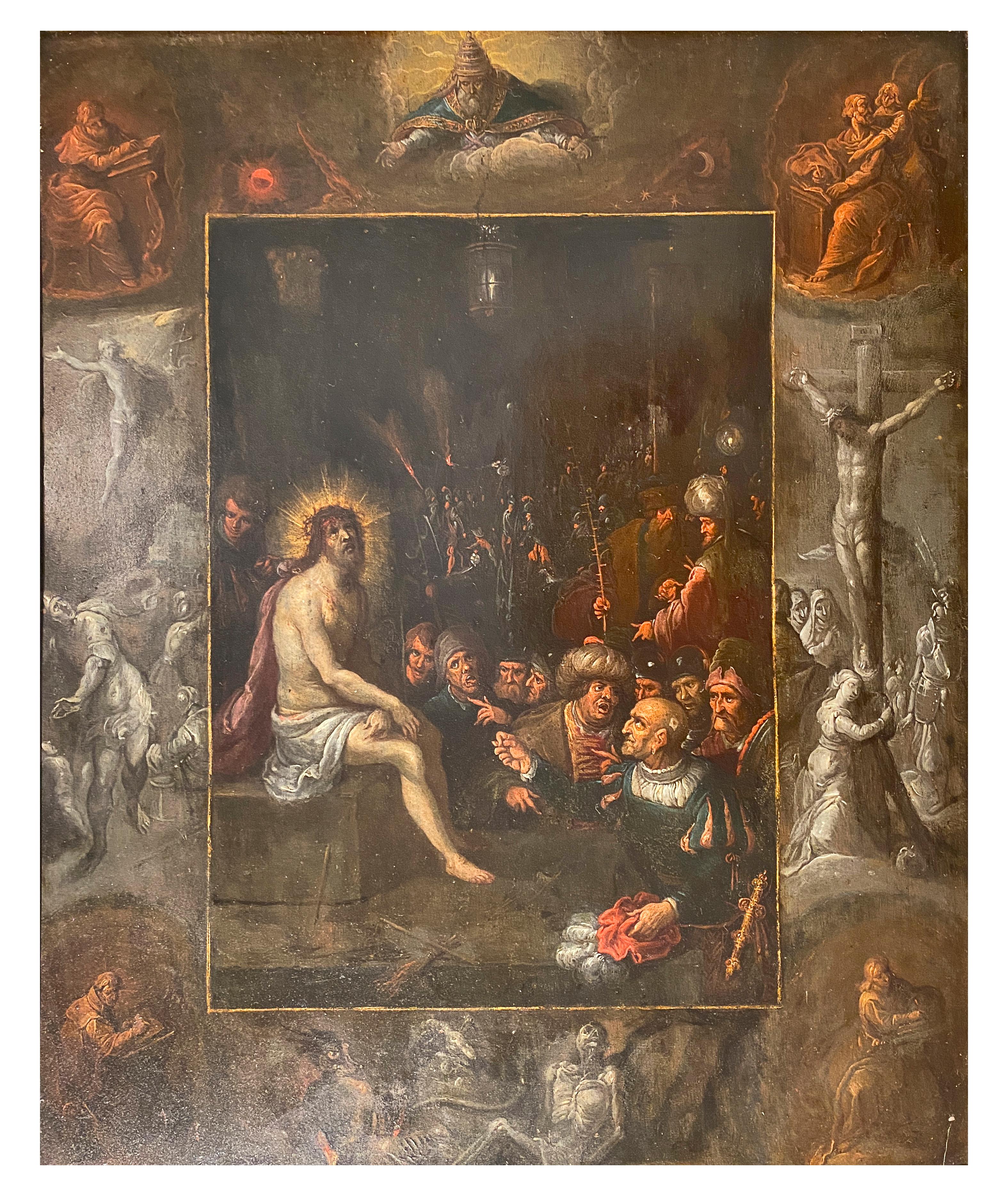 Mocking of Christ, by Frans Francken (II) and possibly Ambrosius Francken (II) - Painting by Frans Francken II