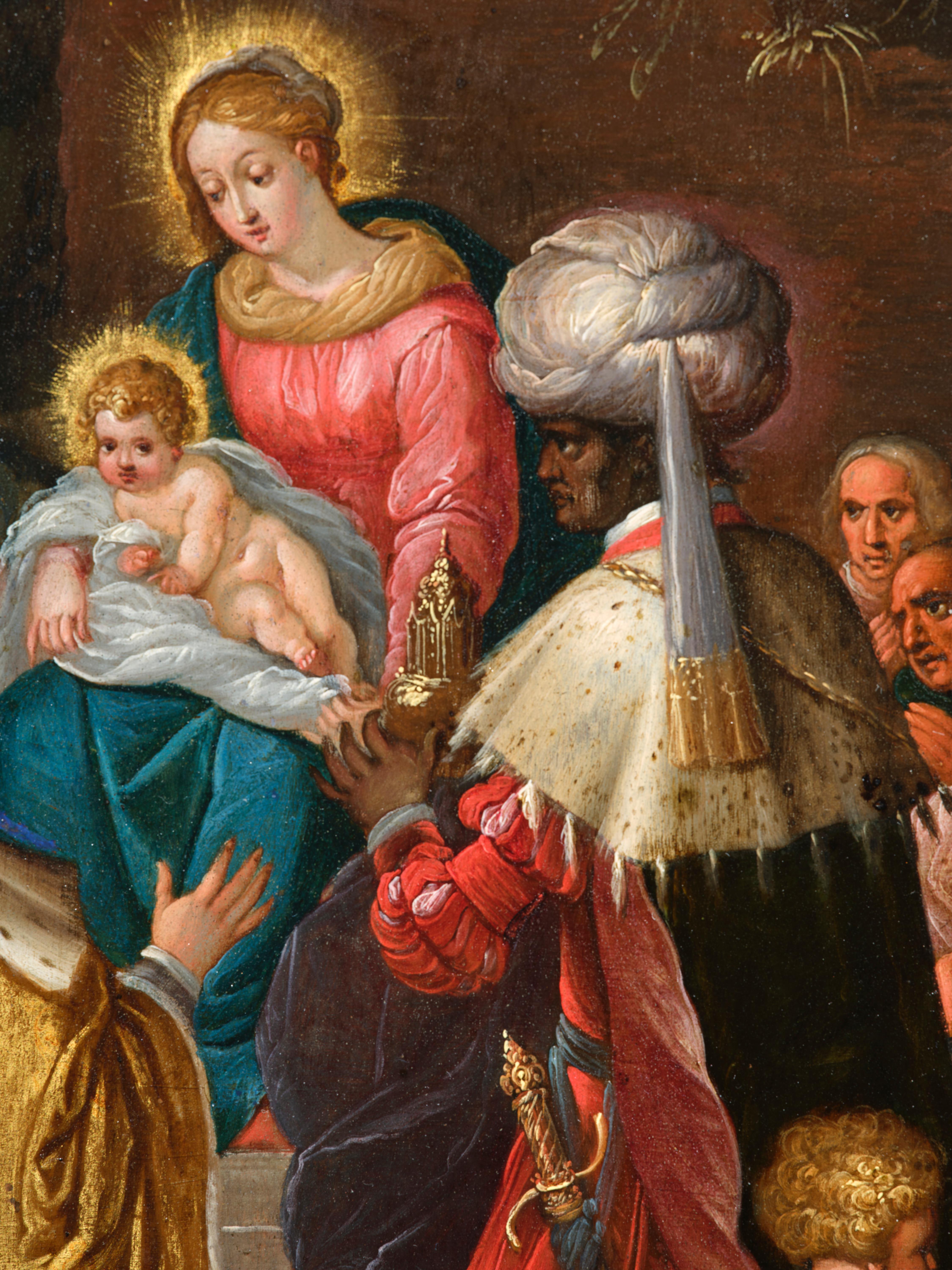 L'Adorazione dei Magi, un dipinto giovanile di Frans Francken II (1581 - 1682) in vendita 9