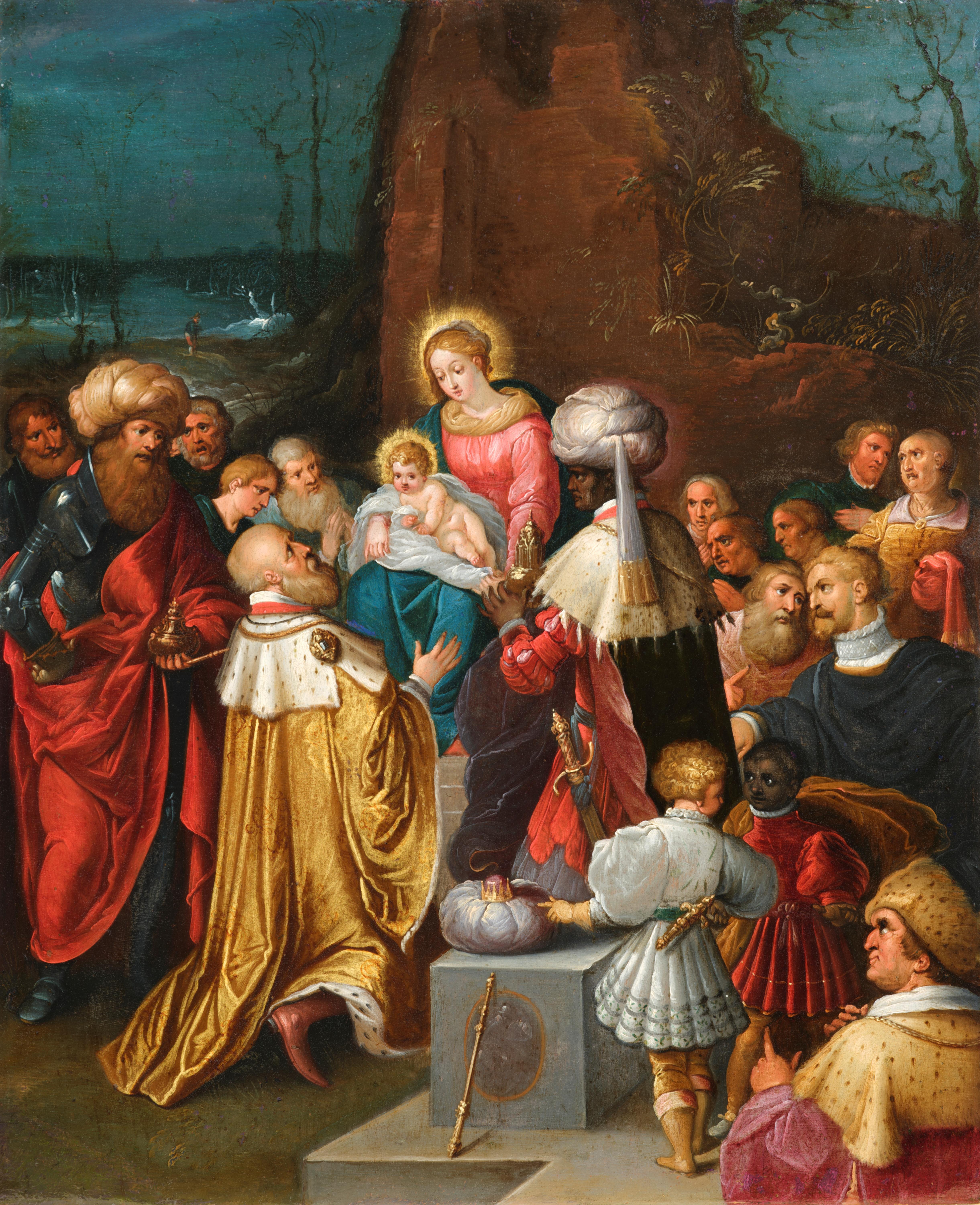 L'Adorazione dei Magi, un dipinto giovanile di Frans Francken II (1581 - 1682) in vendita 1