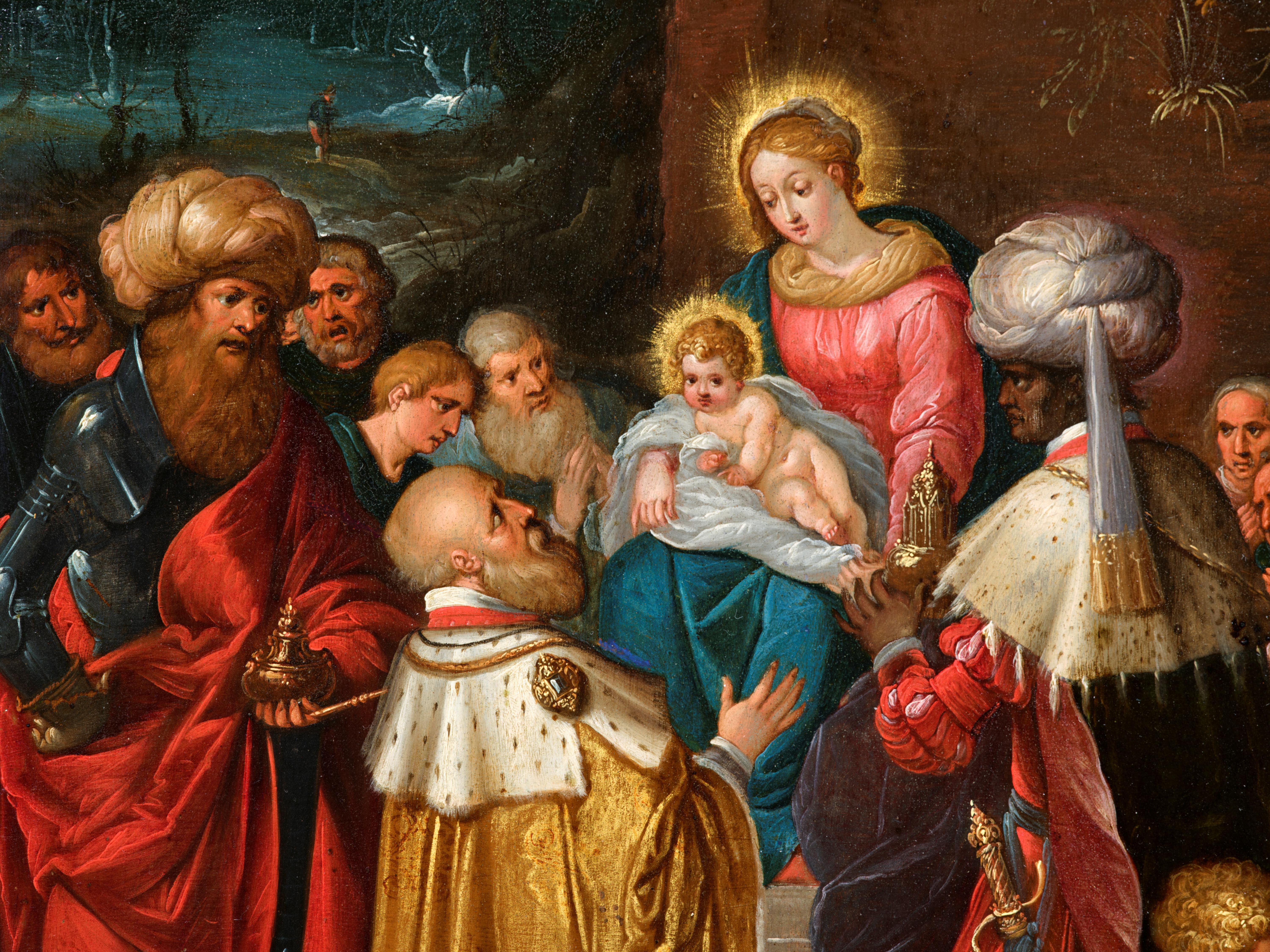 L'Adorazione dei Magi, un dipinto giovanile di Frans Francken II (1581 - 1682) in vendita 3