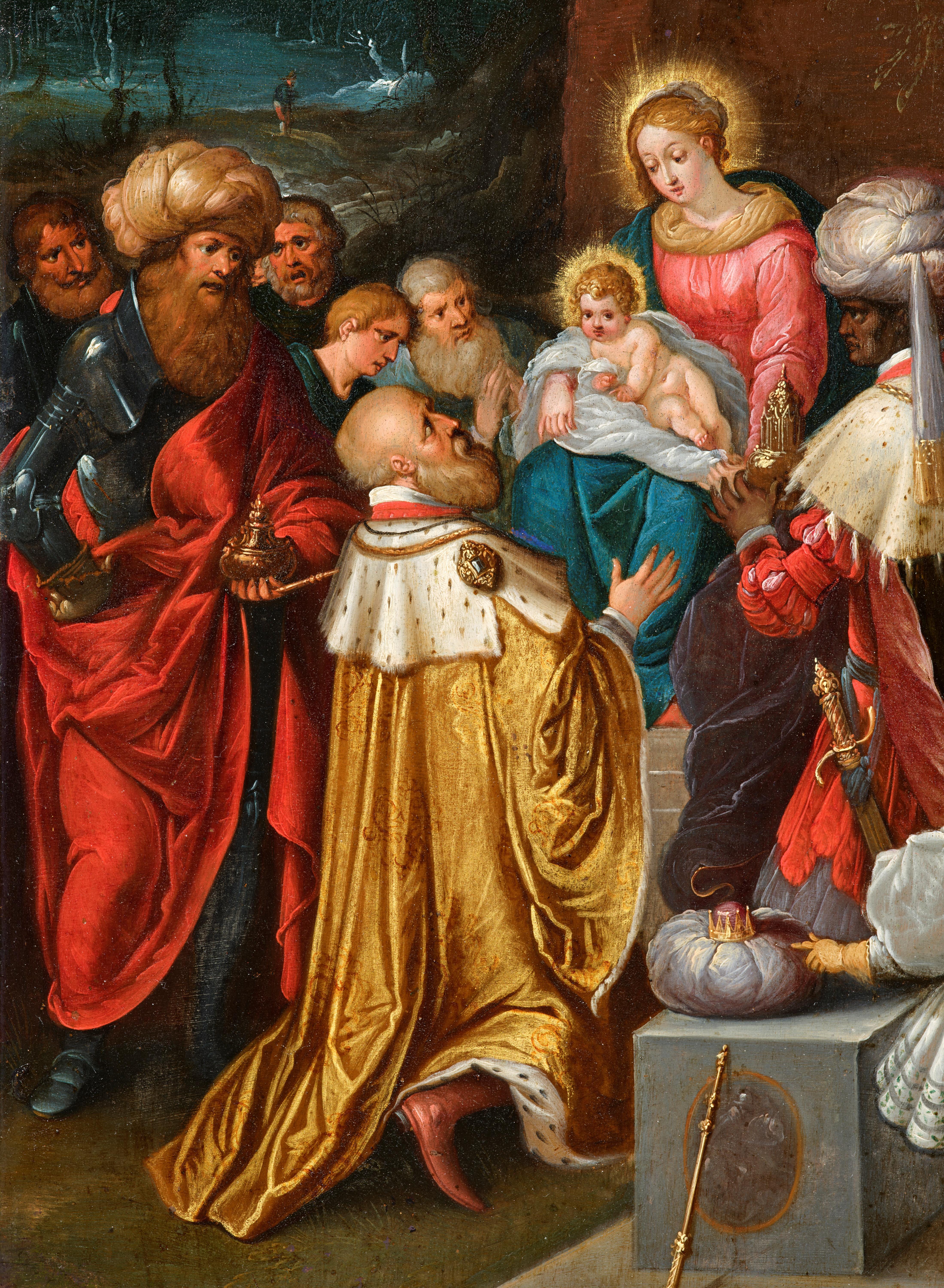 L'Adorazione dei Magi, un dipinto giovanile di Frans Francken II (1581 - 1682) in vendita 4
