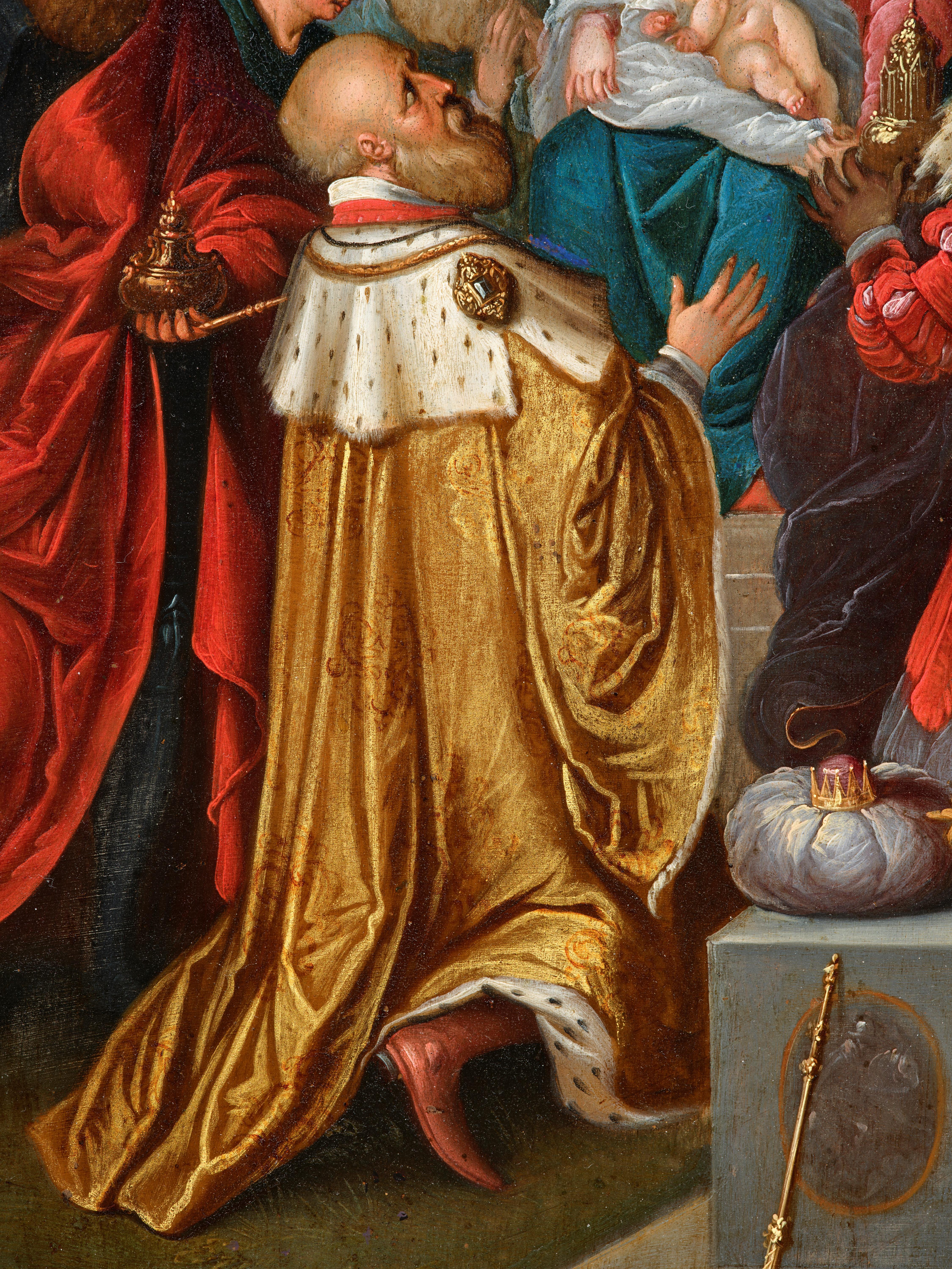 L'Adorazione dei Magi, un dipinto giovanile di Frans Francken II (1581 - 1682) in vendita 5