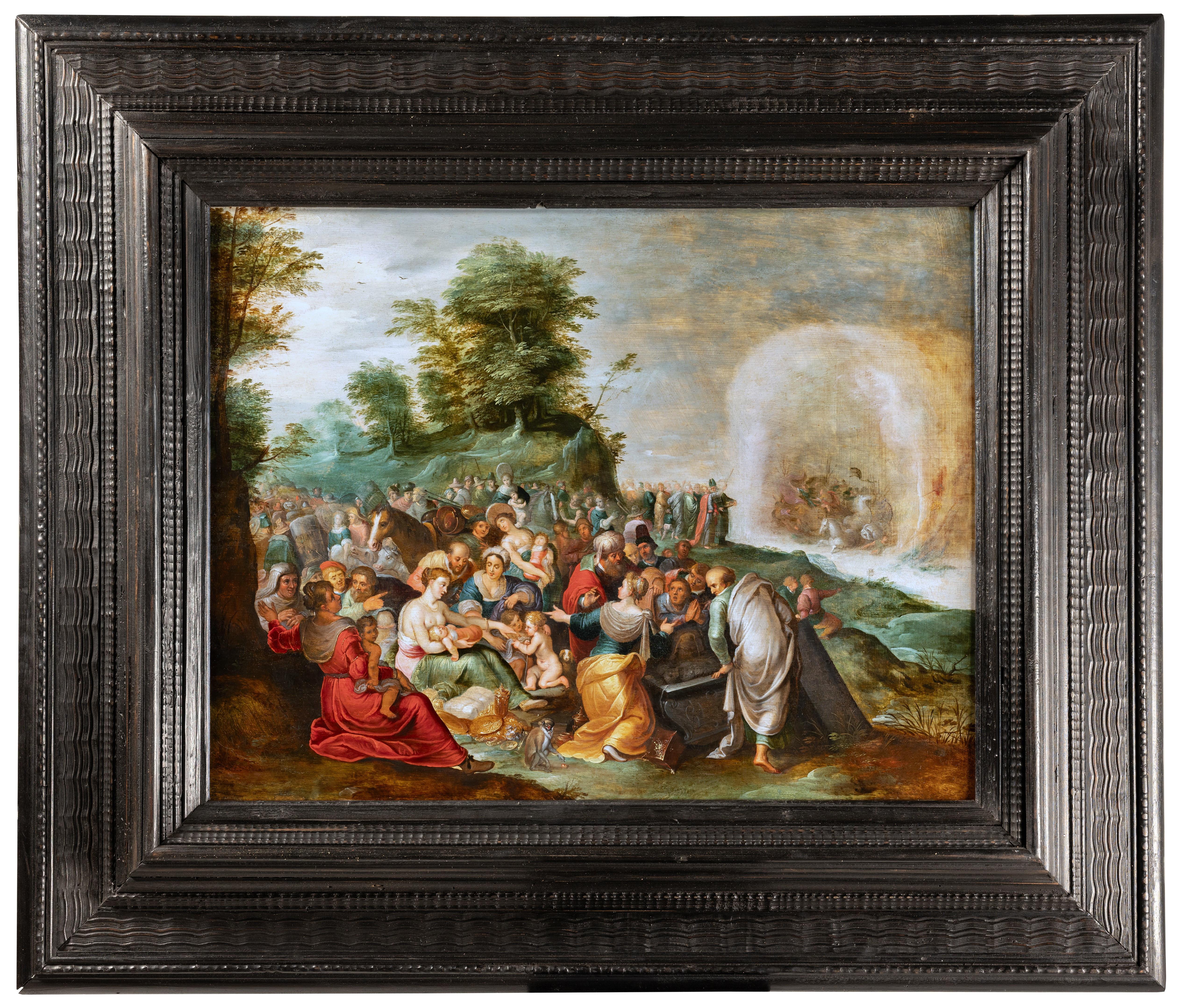 Frans Francken II Figurative Painting - The Crossing of the Red Sea, 17th Century Flemish, Oil on Panel, Frans Francken