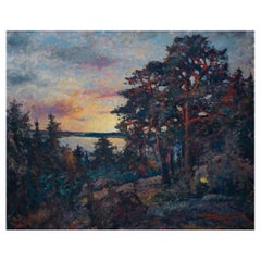 Scandinavian Ocean View by Frans Gard, Oil on Canvas, Signed