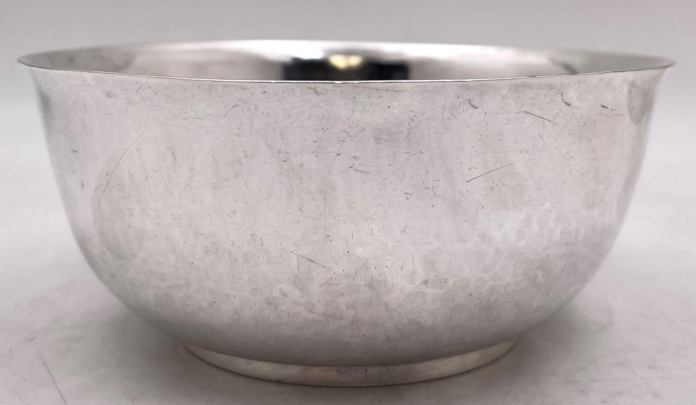 Frans Gyllenberg for Handicraft Shop sterling silver bowl, beautifully hand-hammered in Boston Arts & Crafts style, from 1905. It measures 4 3/4'' in diameter by 2'' in height, weighs 6.2 troy ounces, and bears hallmarks as shown. 

Boston