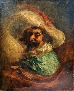 Ritratto a olio in stile barocco, Il cavaliere che ride, seguace di Frans Hals