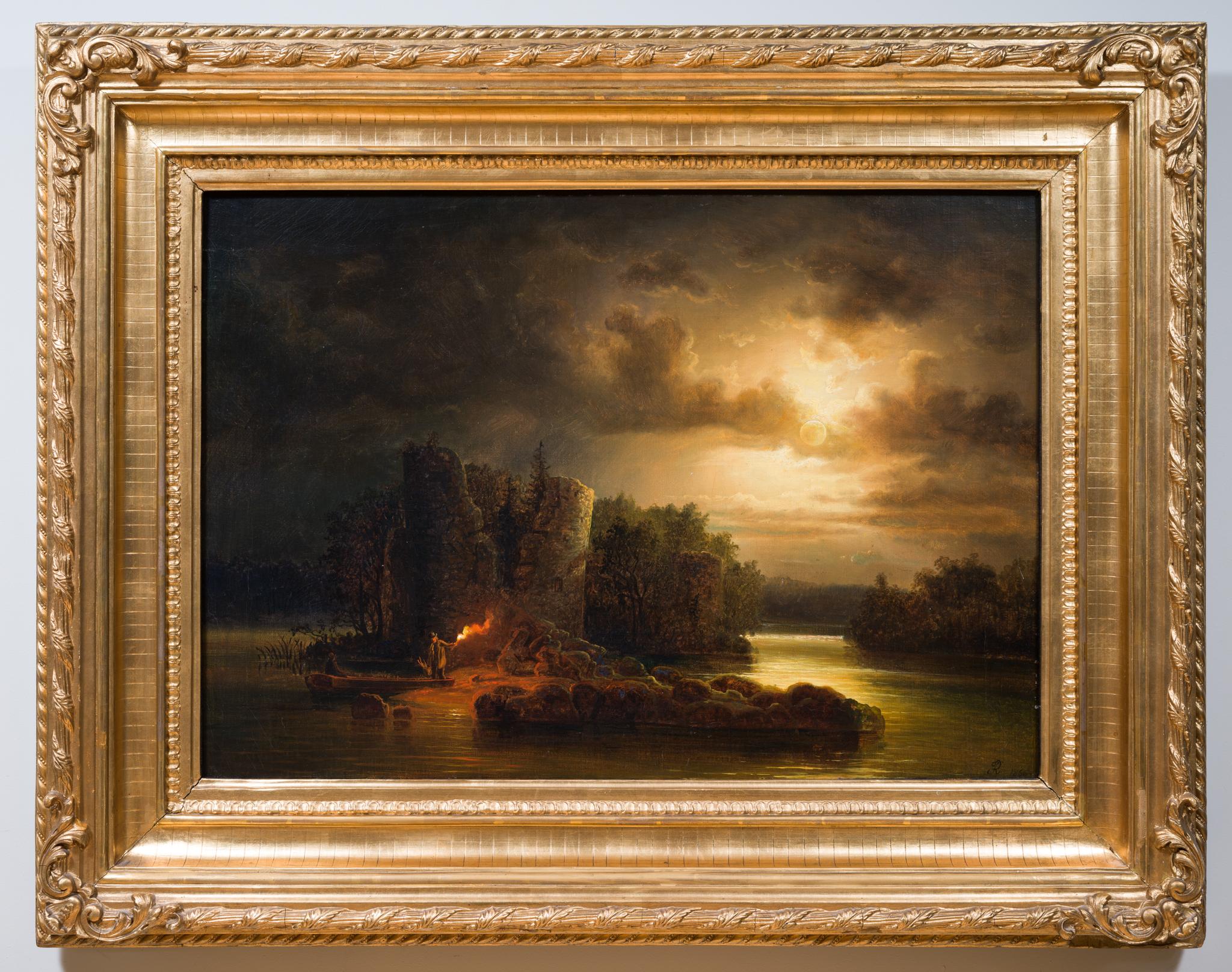 Flodlandskap i Månsken (