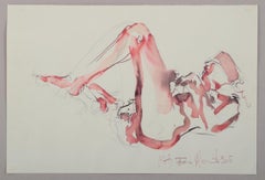 Frans Kannik, artista danese quotato in borsa. Acquerello e matita su carta. Studio di nudo.
