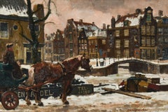 Covered wagon on the Amsterdam canal - Frans Langeveld - Dutch - Europe