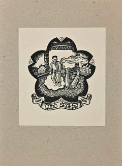 Vintage  Ex Libris - Ludo Segers - Woodcut by Frans Lasure - 1956