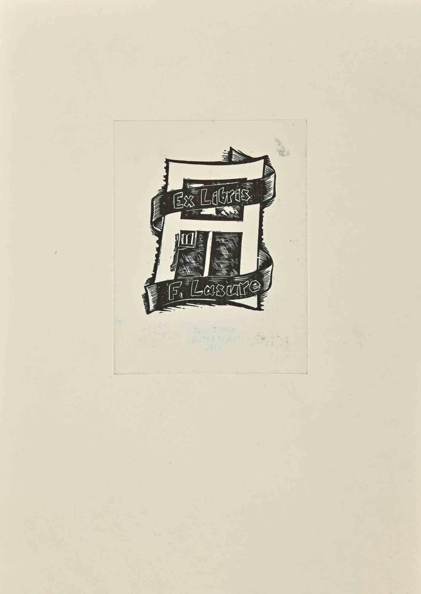 Ex-Libris - F. Lasure es una Obra de Arte realizada en 1956 por el Autor Belga Frans Lasure.

Grabado xilográfico B./W. sobre papel. Firmado en la placa y fechado en el reverso.

La obra está pegada sobre cartón. Dimensiones totales: 20 x 15