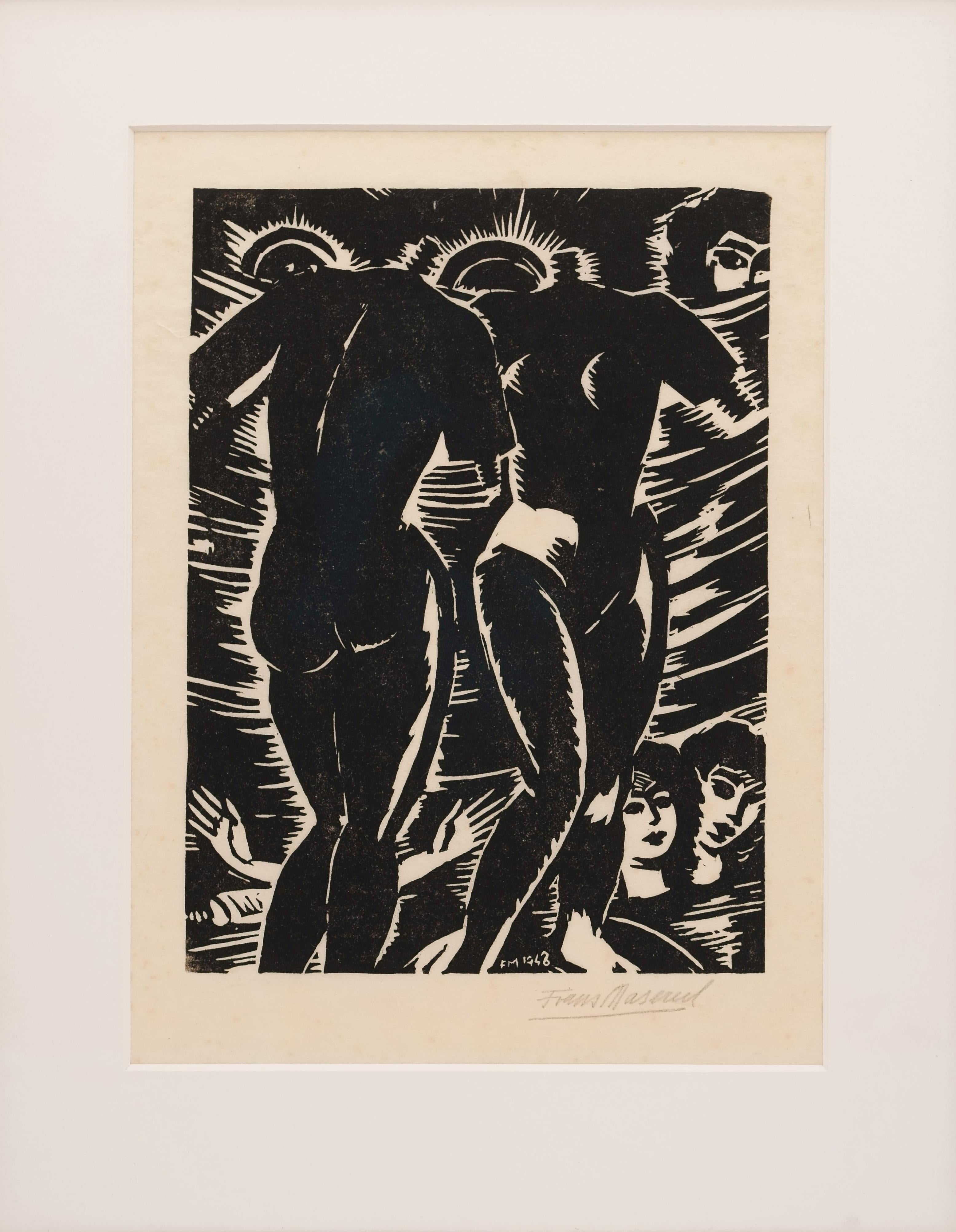 Bodies and Heads / - The new human couple - - Black Nude Print by Frans Masereel