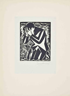 Hombre llorando - xilografía de Frans Masereel - 1925