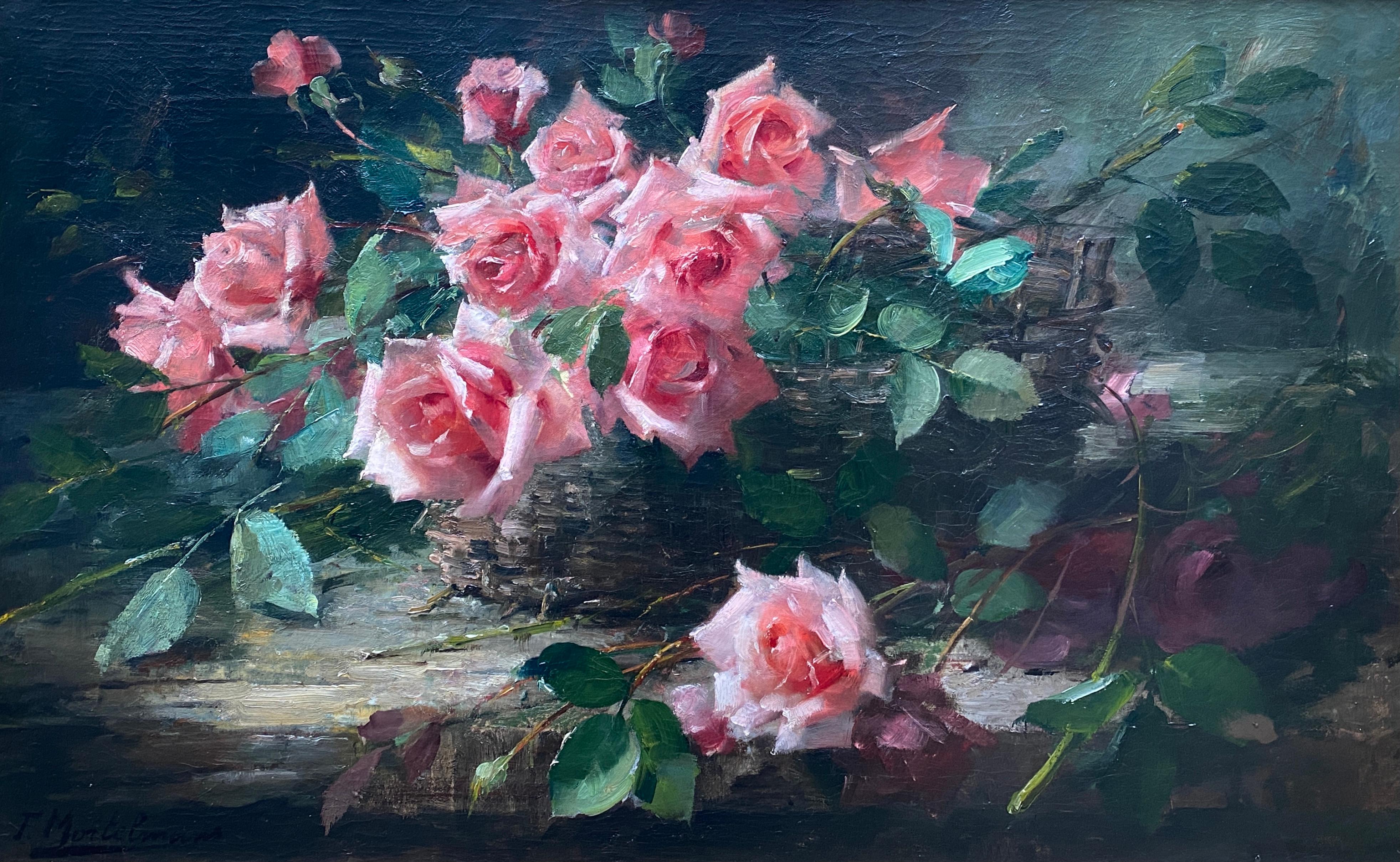 Nature morte avec des roses du roi dans un panier, Frans Mortelmans, Anvers 1865-1936 1