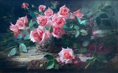 A Still Life with King’s Roses in a Basket, Frans Mortelmans, Antwerp 1865-1936