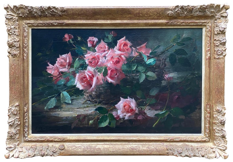 Frans Mortelmans - A Still Life with King’s Roses in a Basket, Frans ...