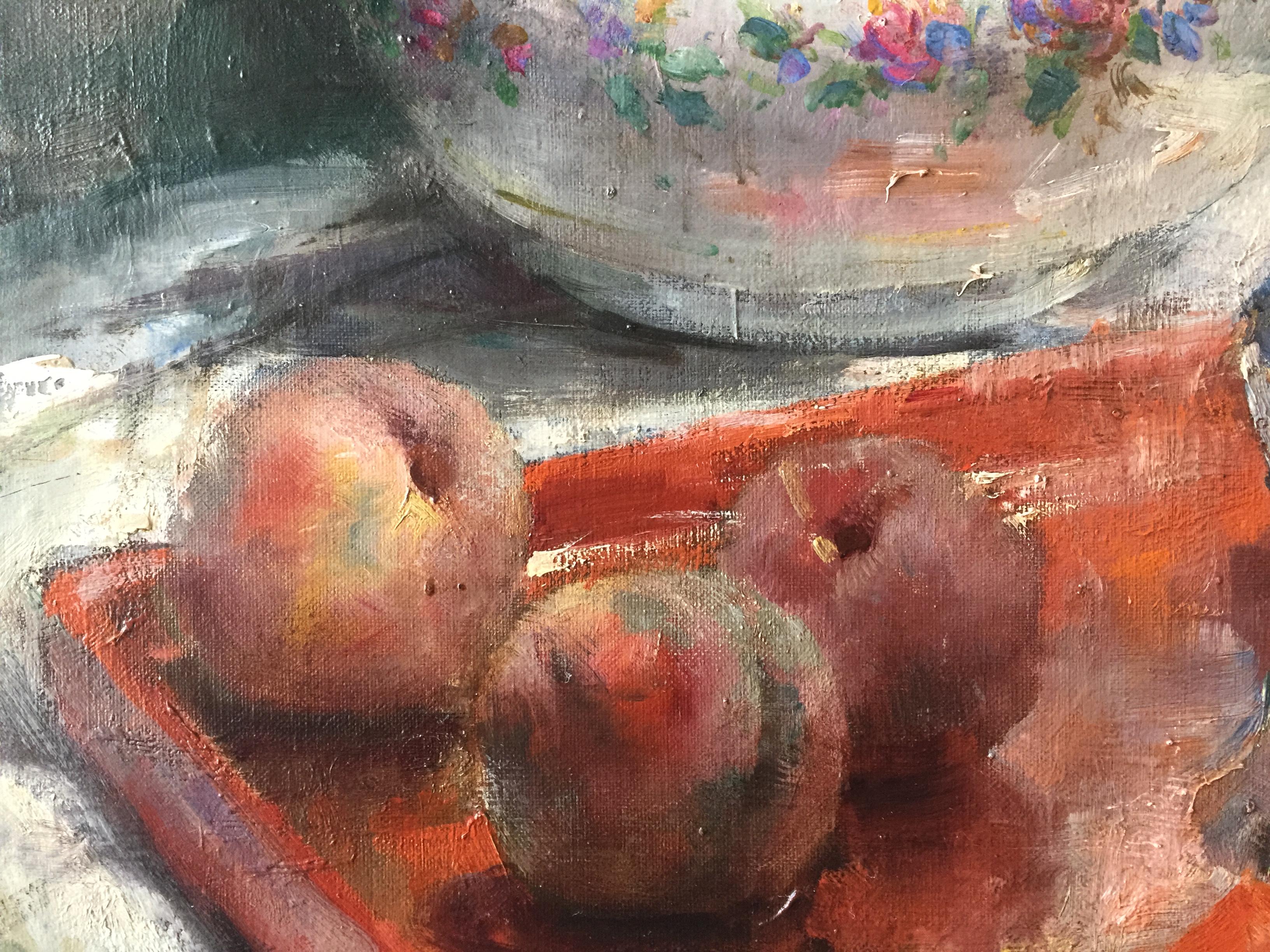 Natura morta con porcellana e frutta' Frans Mortelmans (1865 - Anversa - 1936) in vendita 5