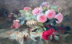 A Still Life with Roses in a Silver Bowl, Frans Mortelmans, Antwerp 1865 – 1936
