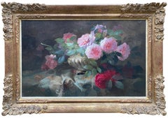 Nature morte avec des roses dans un bol en argent, Frans Mortelmans, Anvers 1865 - 1936