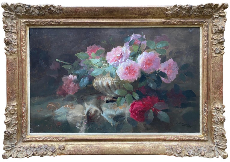 Frans Mortelmans - A Still Life with Roses in a Silver Bowl, Frans ...