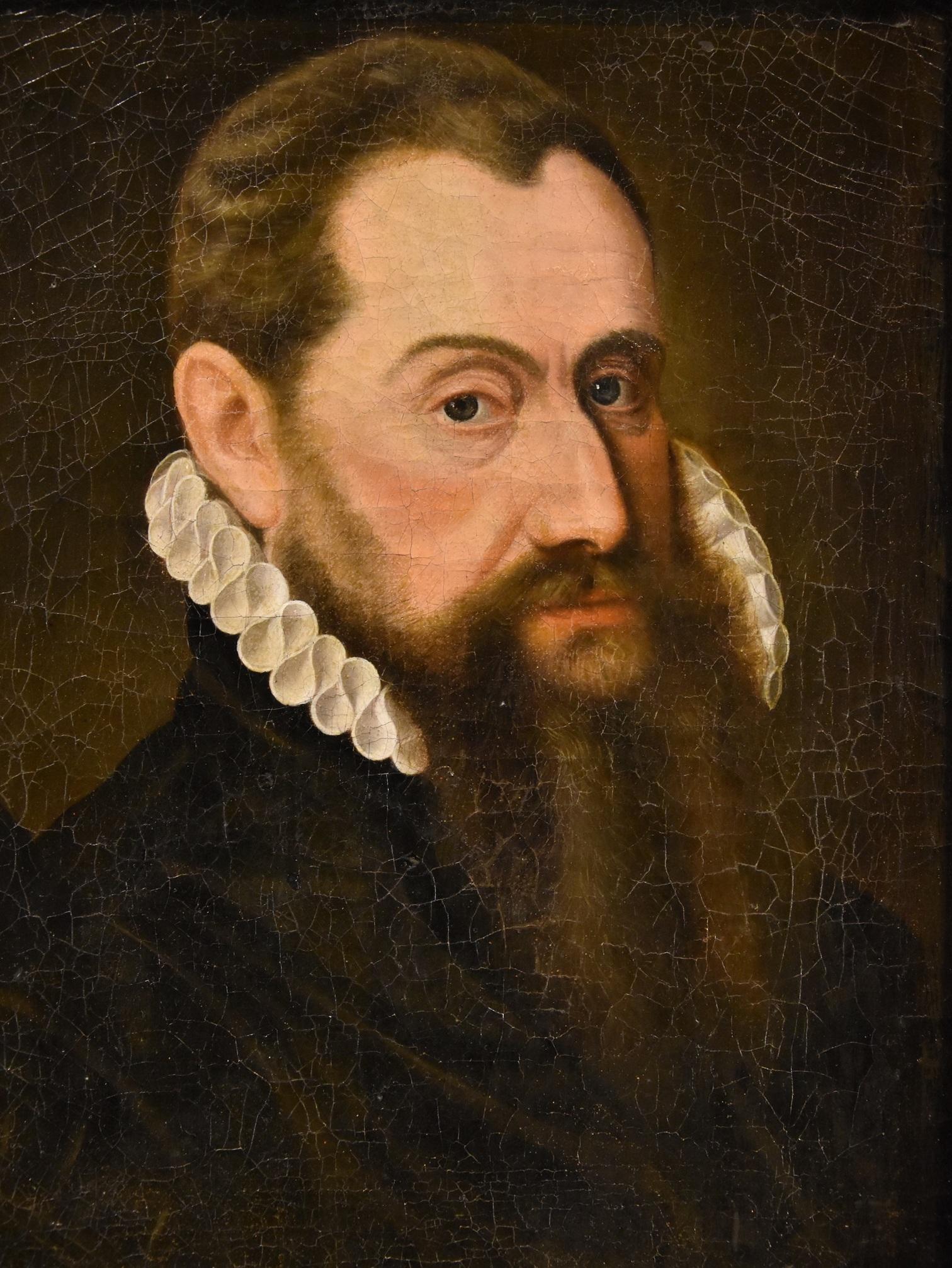 Porträt Mann Pourbus 16/17. Jahrhundert Gemälde Öl auf Leinwand Alter Meister Flemish (Schwarz), Portrait Painting, von Frans Pourbus (bruges, 1545 - Antwerp, 1581)