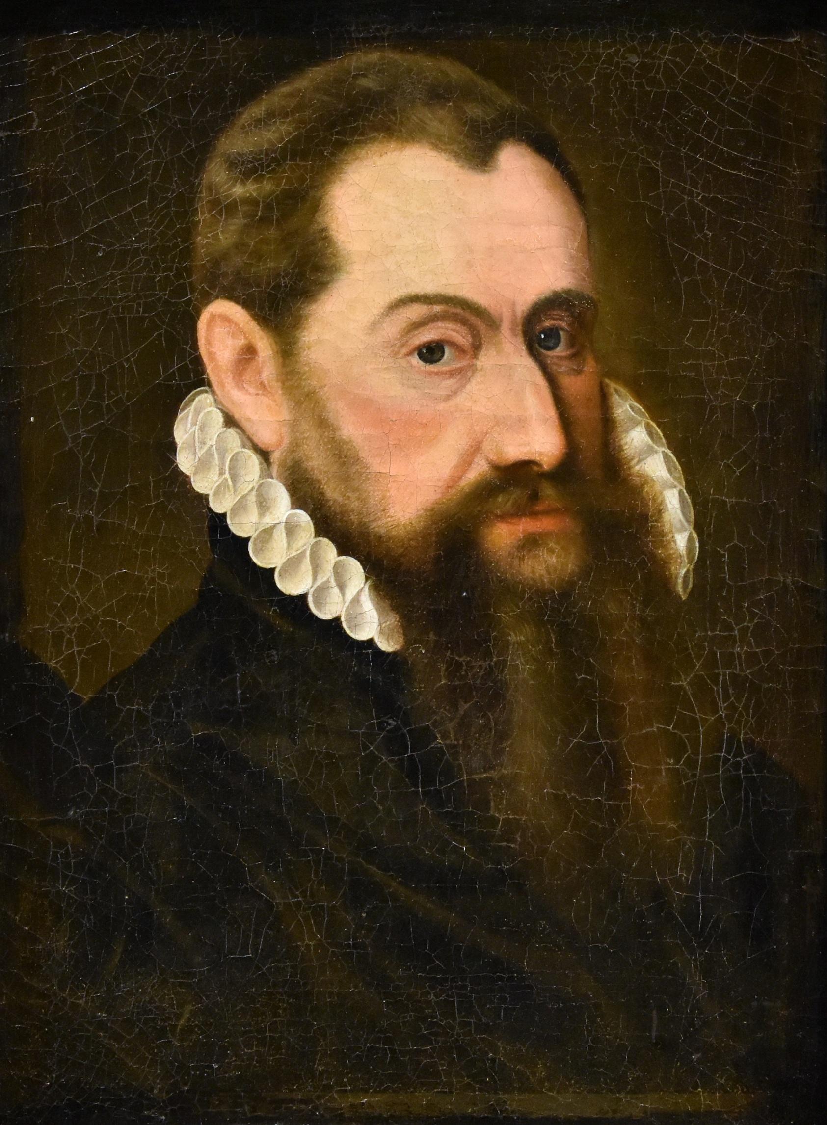 Frans Pourbus (bruges, 1545 - Antwerp, 1581) Portrait Painting – Porträt Mann Pourbus 16/17. Jahrhundert Gemälde Öl auf Leinwand Alter Meister Flemish