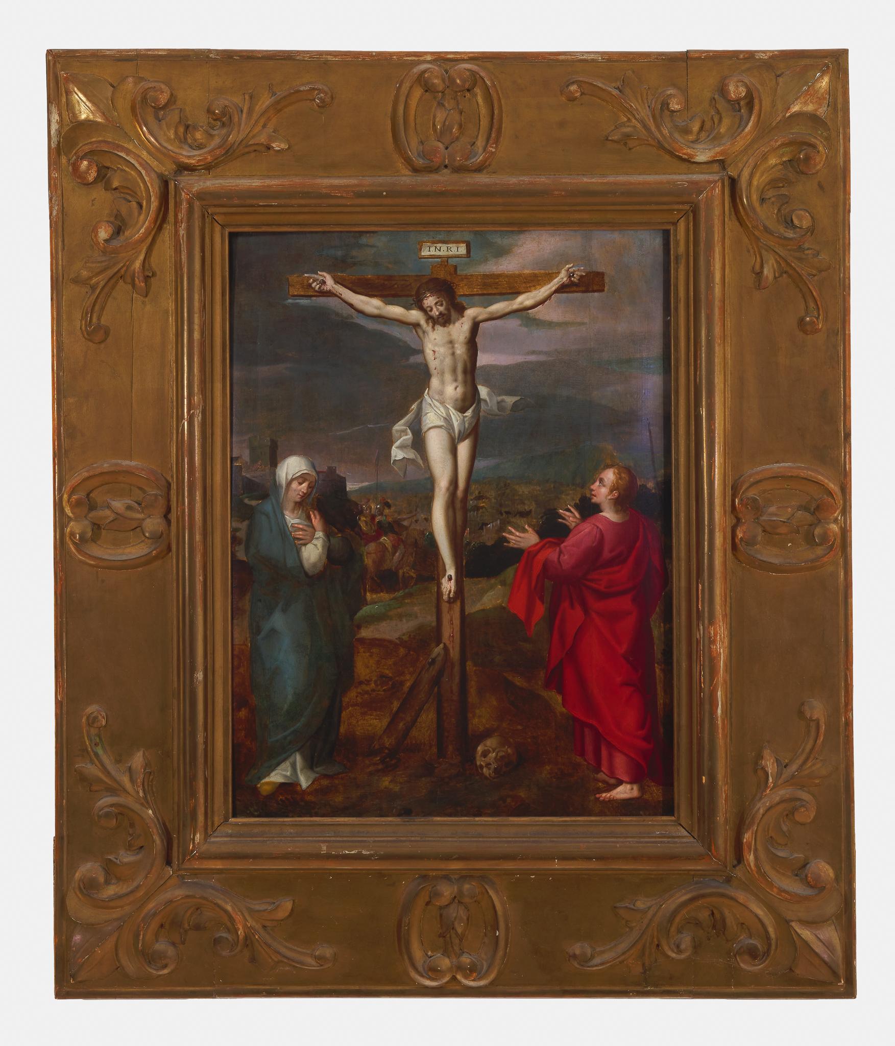 16th century crucifixion scene - Flemish old master - Antwerp, Bruges - Painting by Frans Pourbus the Elder