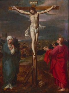 Crucifixion - Flemish old master - 16th century - Antwerp Bruges - religious art