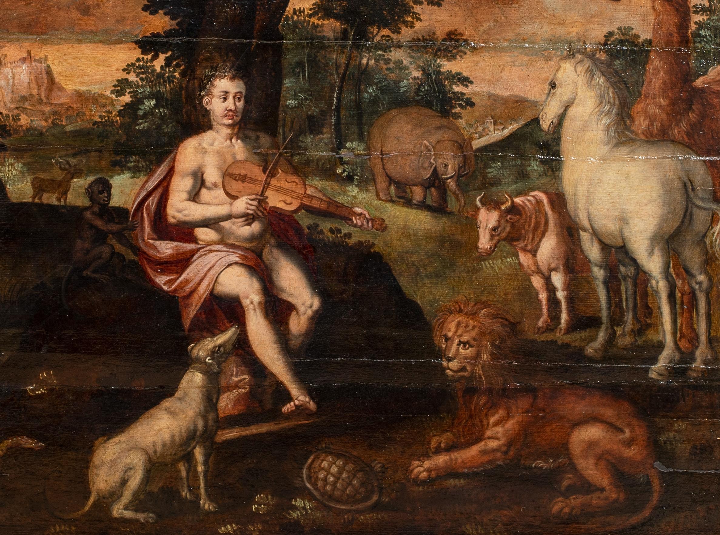 Orpheus Enchanting the Animals, 16th Century  - Brown Portrait Painting by Frans Pourbus the Younger
