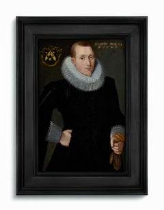 Ritratto di gentiluomo con doppietta e guanti bianchi, inscritto nel 1624, su pannello