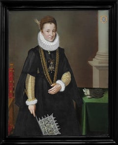 Portrait of a Lady with a Venetian Lace Fan c.1595, Remarkable condition