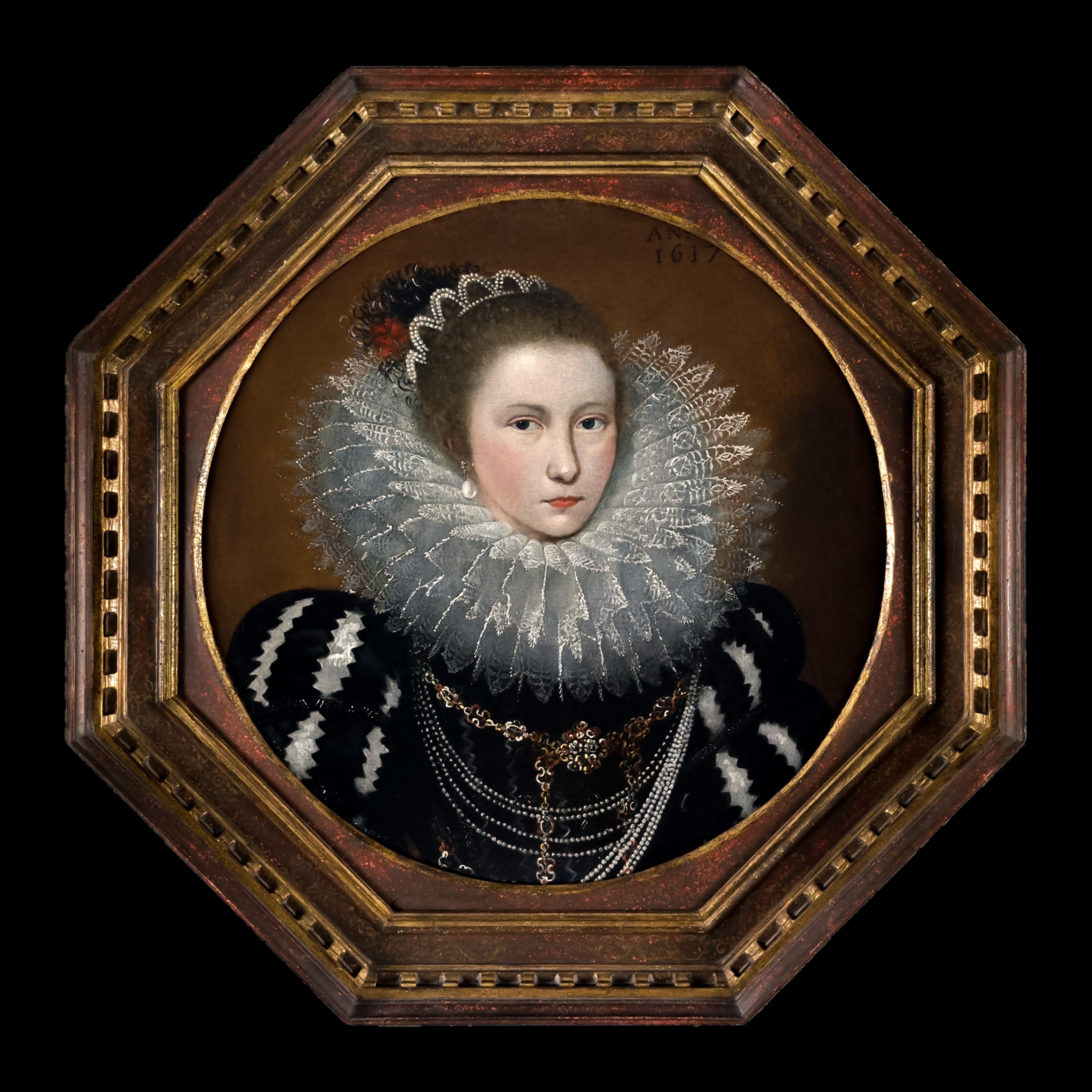 Portrait of a Lady with Elaborate Ruff Dated 1617; Frans Pourbus, Oil on canvas - Painting by Frans Pourbus the Younger