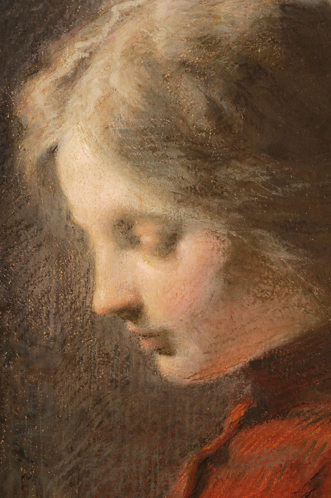 Profile portrait of a young girl - Painting by Frans Schwartz