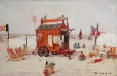 'Beach Hut on a Sunny Day – Plage La Panne' by Frans Smeers (1873 – 1960)