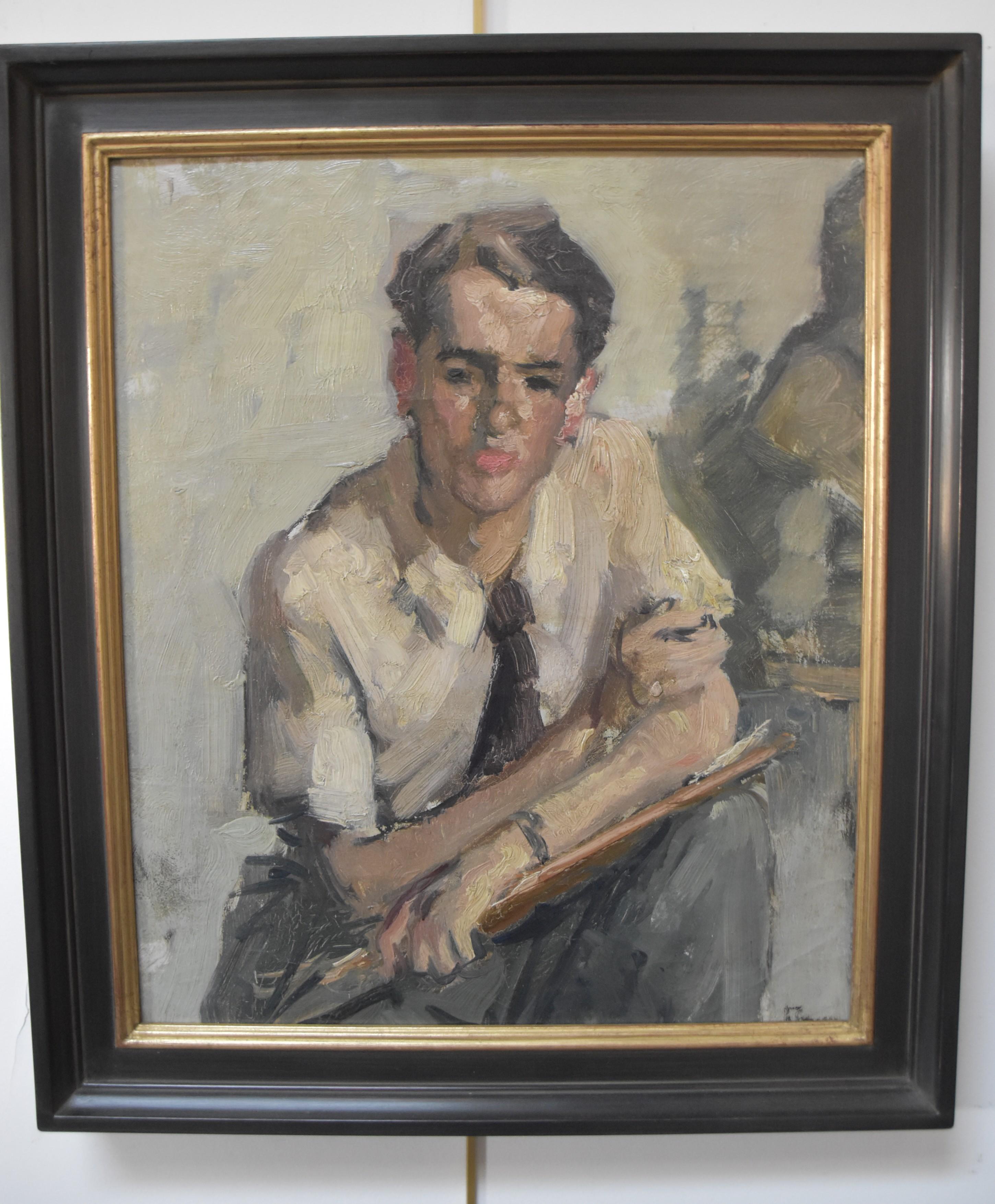 Frans Smeers (1873-1960) Porträt eines Künstlers, Öl auf Leinwand signiert 3