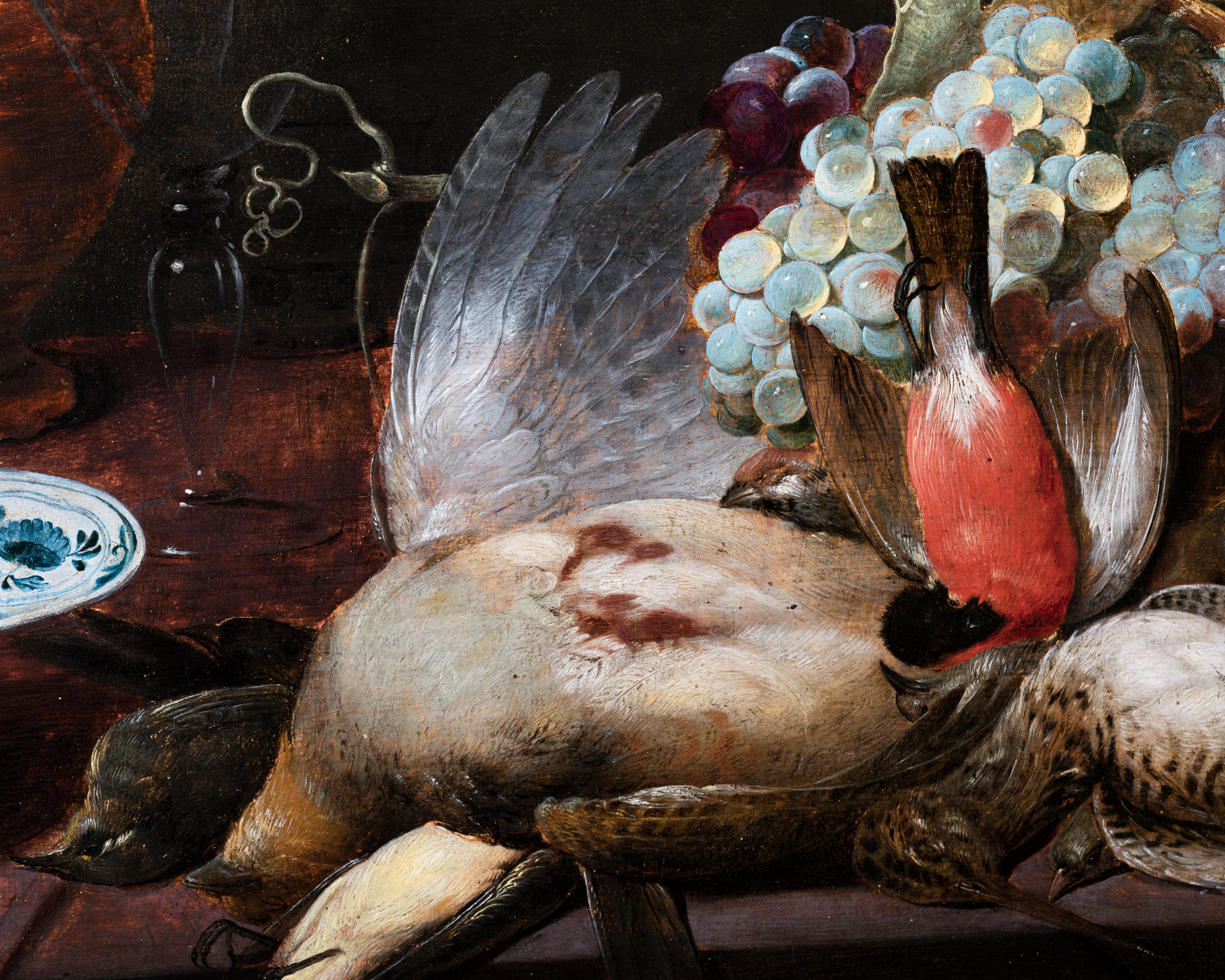 17th c. Flemish, Still life with birds and raisins, workshop of Frans Snyders  For Sale 6