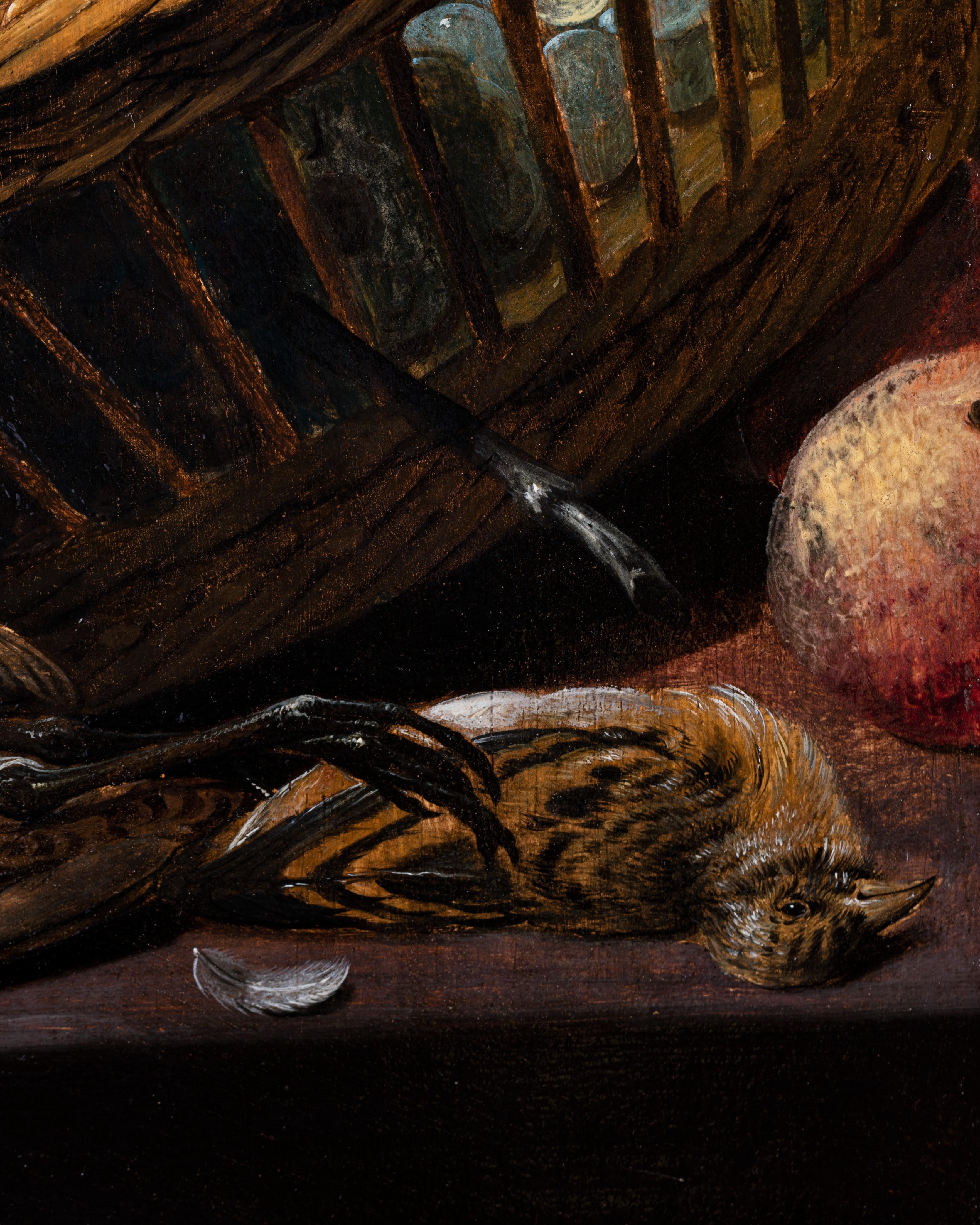17th c. Flemish, Still life with birds and raisins, workshop of Frans Snyders  For Sale 7