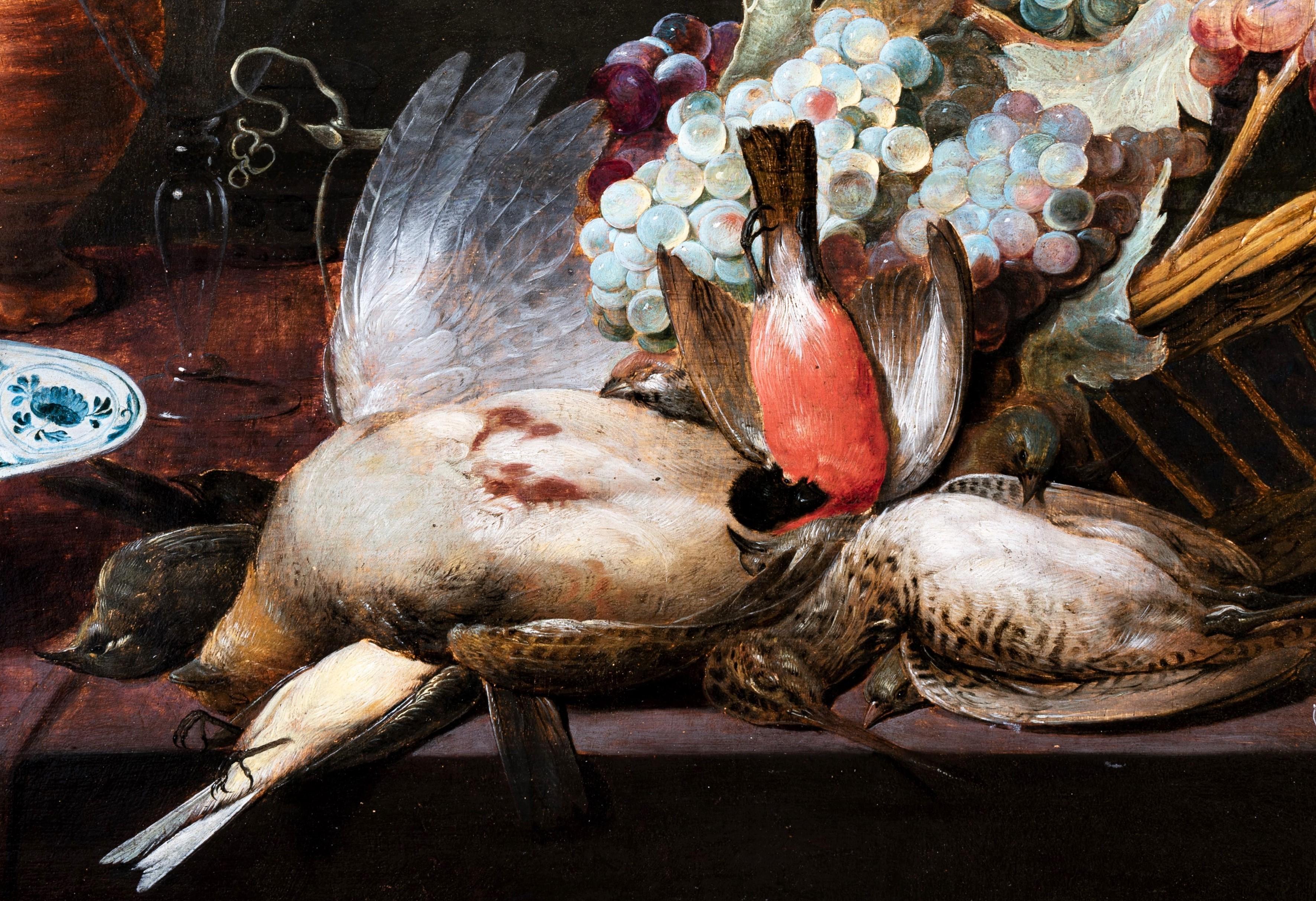 17th c. Flemish, Still life with birds and raisins, workshop of Frans Snyders  For Sale 1