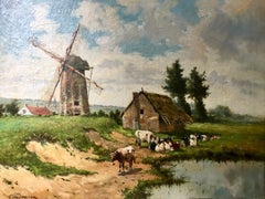 Frans Van Damme, Painting Landscape of Flemish Countryside