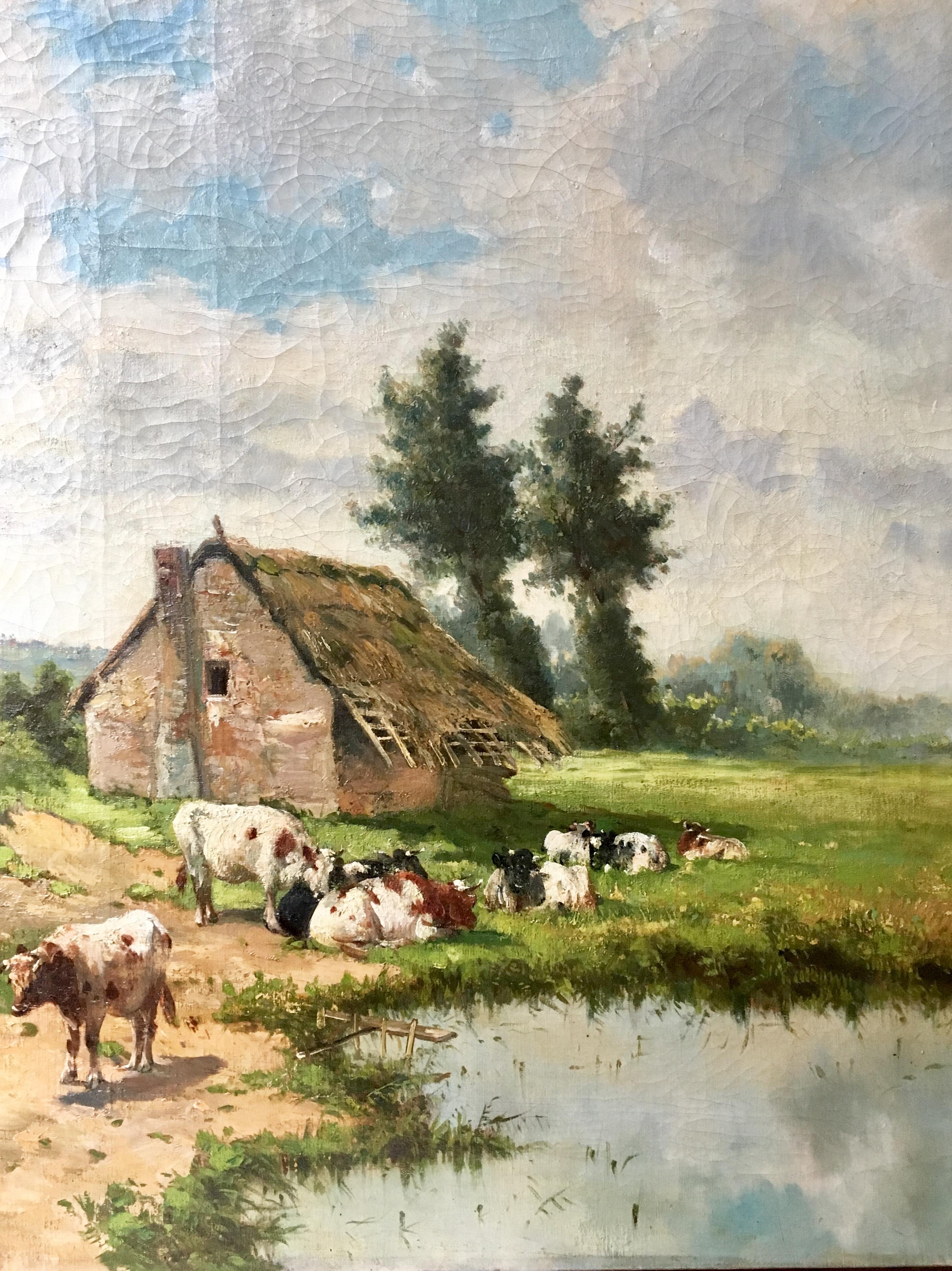 Other Frans Van Damme, Painting Landscape of Flemish Countryside  For Sale