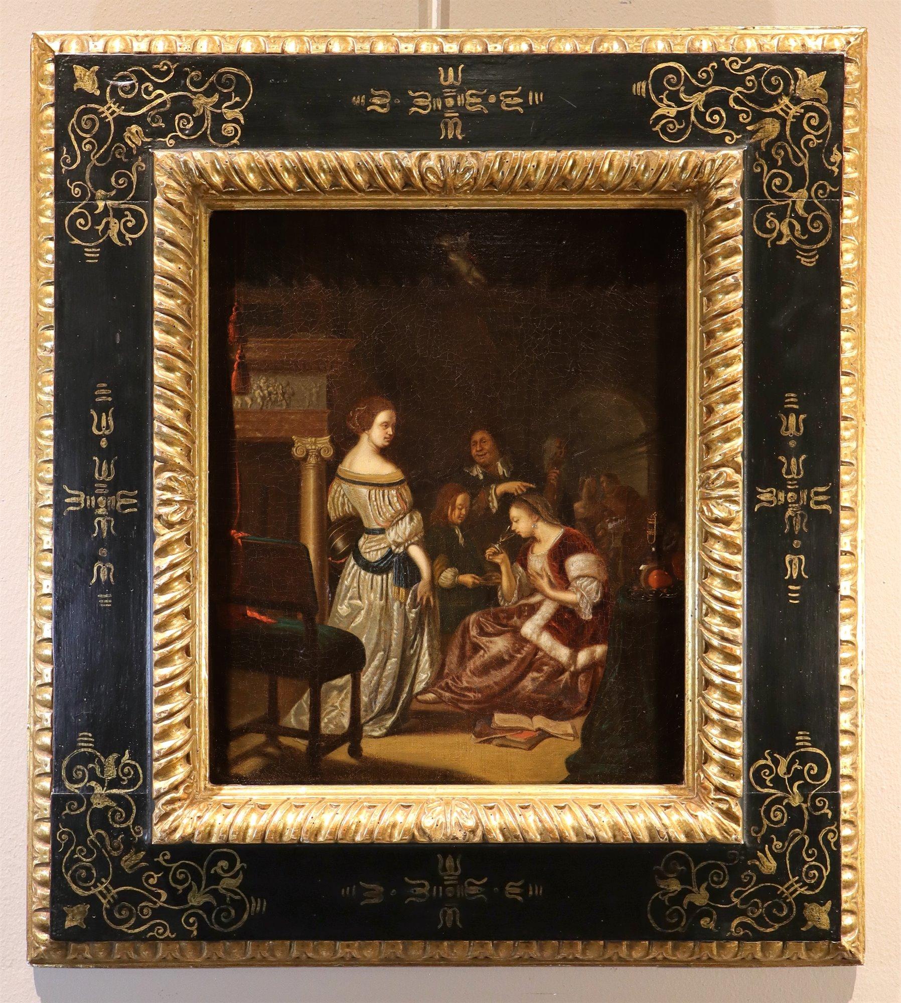 Elegant Company Van Mieris Paint 17/18th Century Oil on canvas Old master