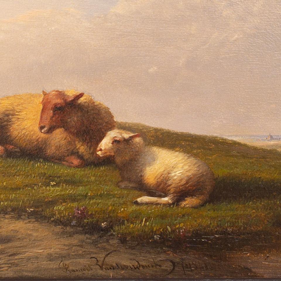 Schafe ruhen in einem Meadow von Francois (Frans) Van Severdonck, 1861, signiert im Angebot 1