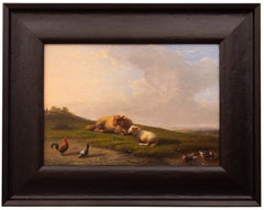 Sheep Resting in a Meadow by Francois (Frans) Van Severdonck, 1861, Signed