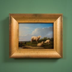 The Quiet Life Among Sheep and Birds. Original Oil Painting from 1870