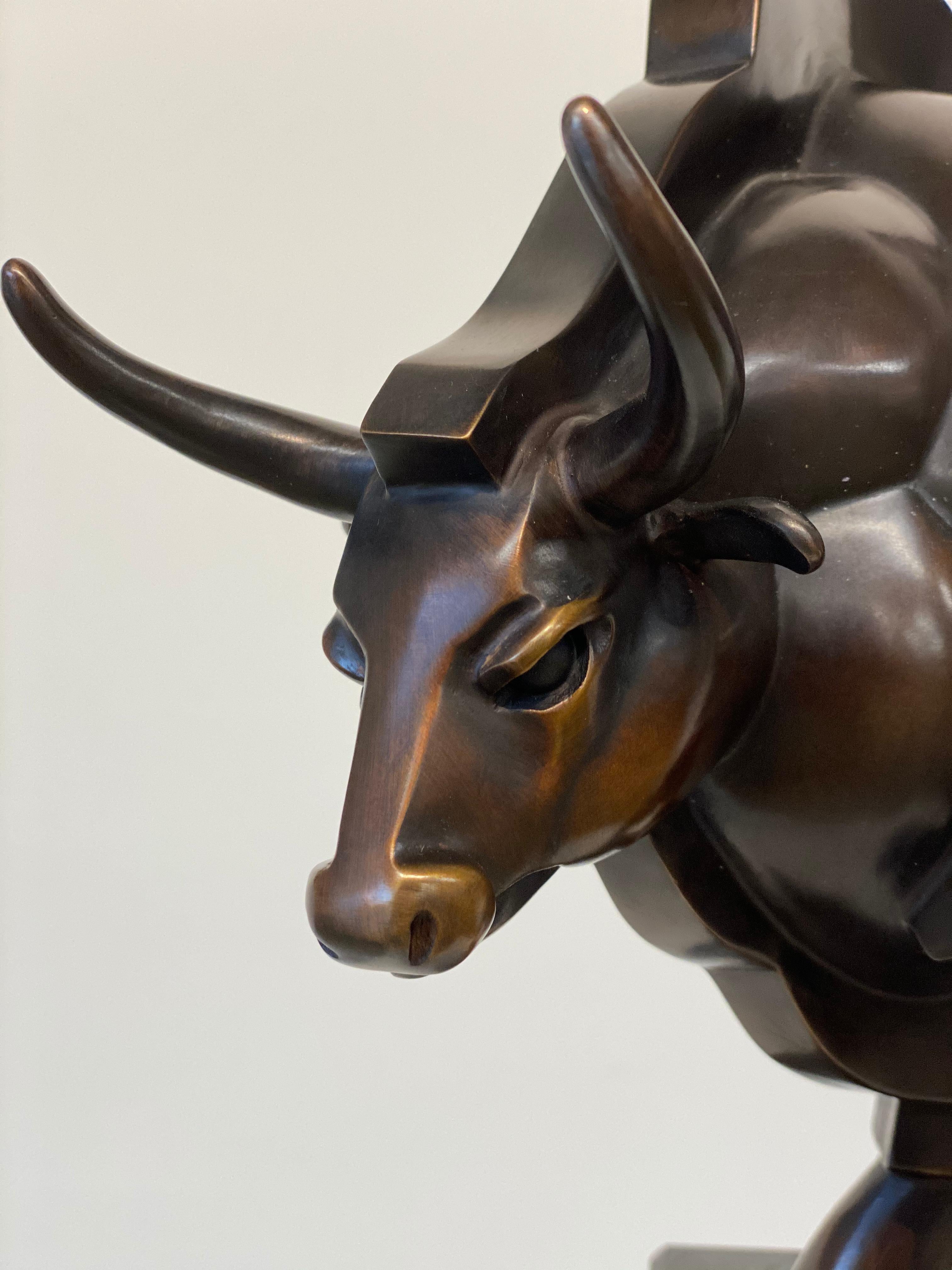 Bull Power- 21st Century Contemporary Bronze Sculpture of a Bull Running 2