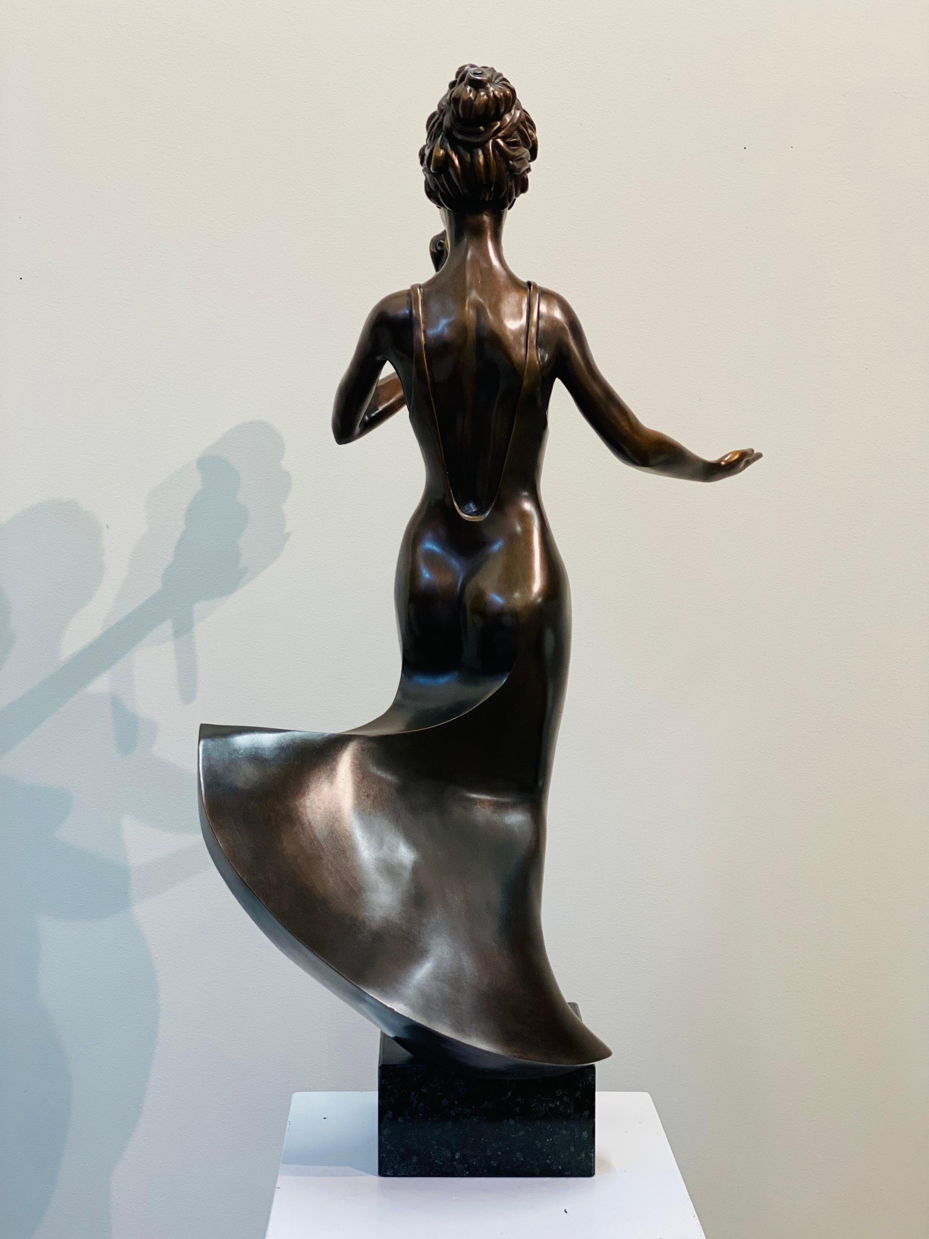 Reflectia, Woman with Monkey- 21st Century Contemporary Bronze Female Sculpture For Sale 3