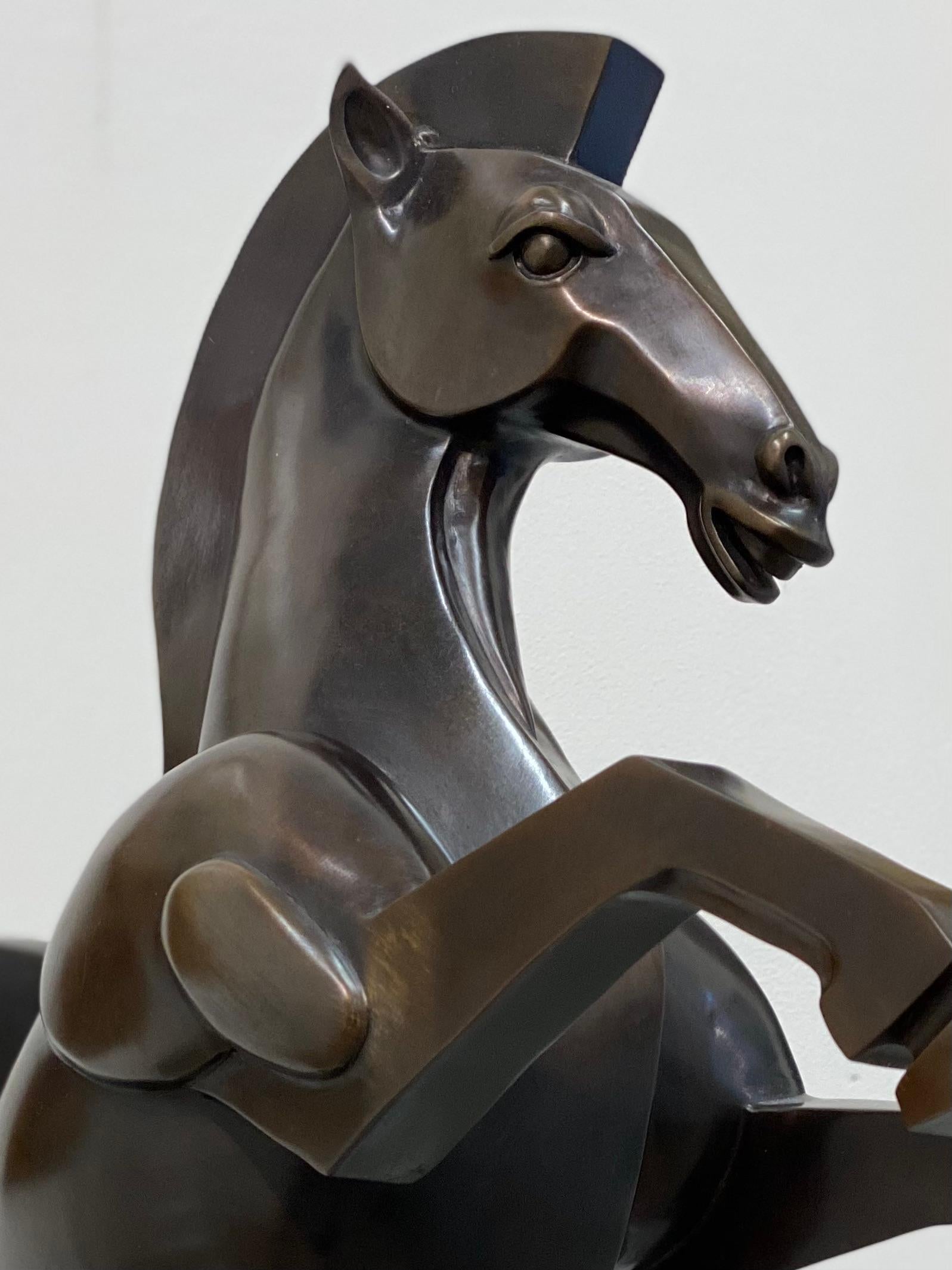 Wild Horse - 21st Century Contemporary Bronze  Sculpture of a Horse - Gold Abstract Sculpture by Frans van Straaten