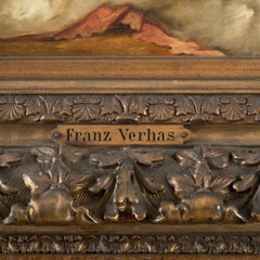 Frans Verhas "Devant le miroir" Pittura ad olio del XIX secolo