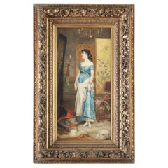 Antique Frans Verhas „Devant le miroir“ 19th Century Oil Painting 