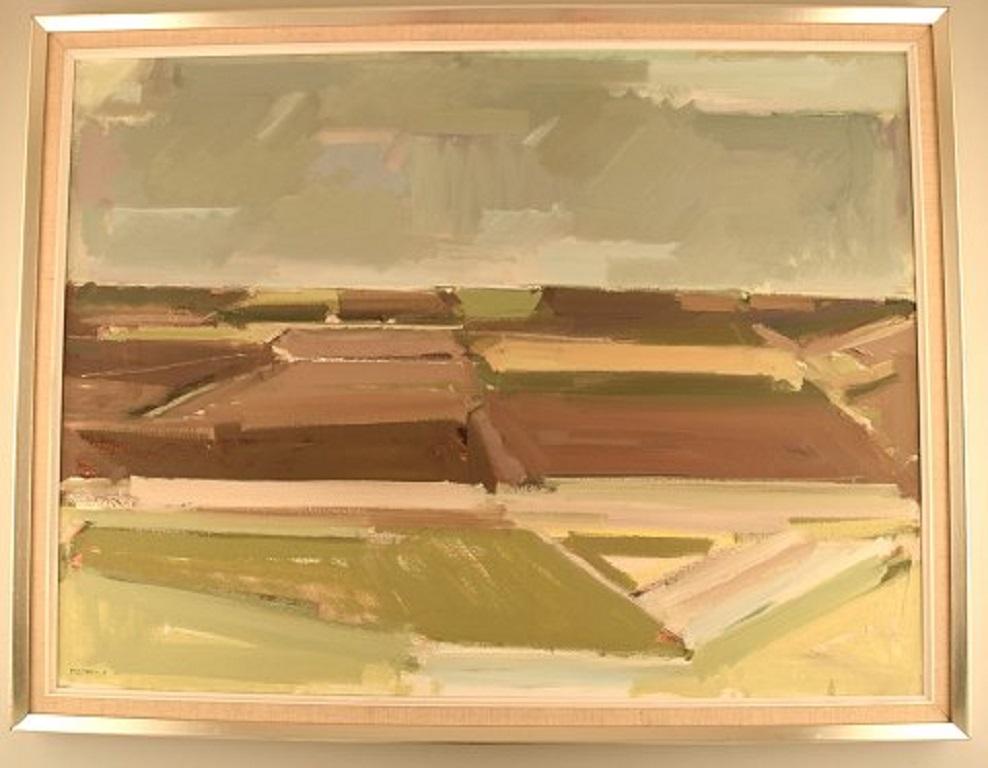 Frans Vester Pedersen (1934-1972). Modernist landscape. Oil on canvas.
In very good condition.
Signed.
The canvas measures: 79 x 59 cm.
The frame measures: 4 cm.

 